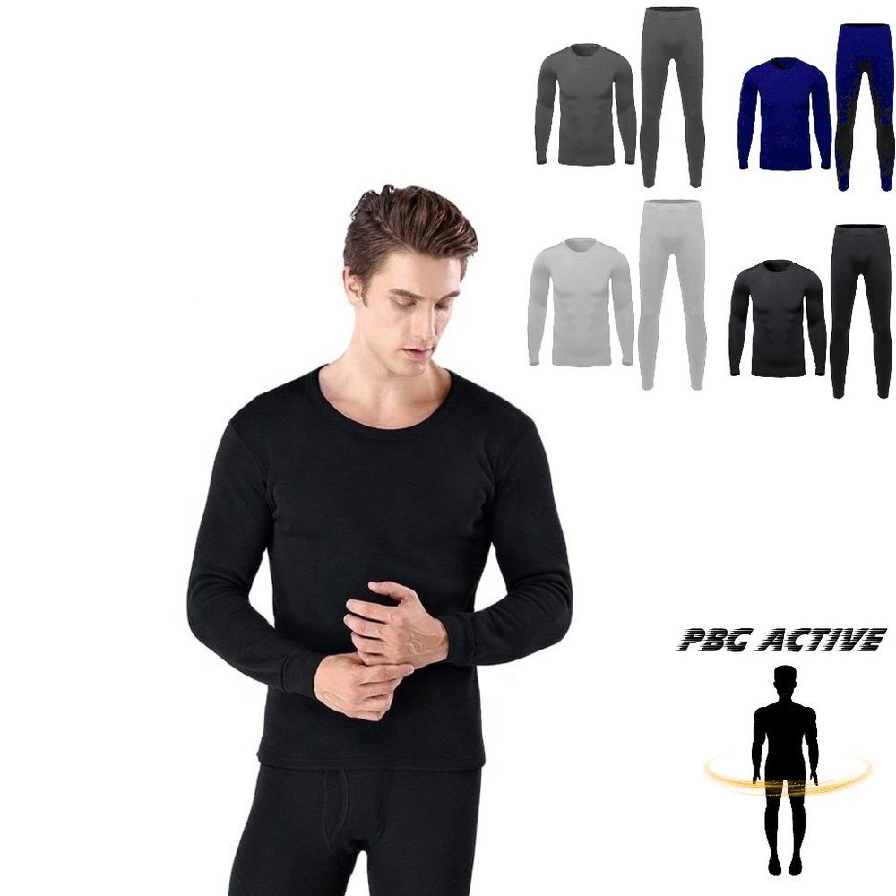 2 Pair Men's 2-Piece Cotton Thermal Set with Shirt & Pants 4 Colors
